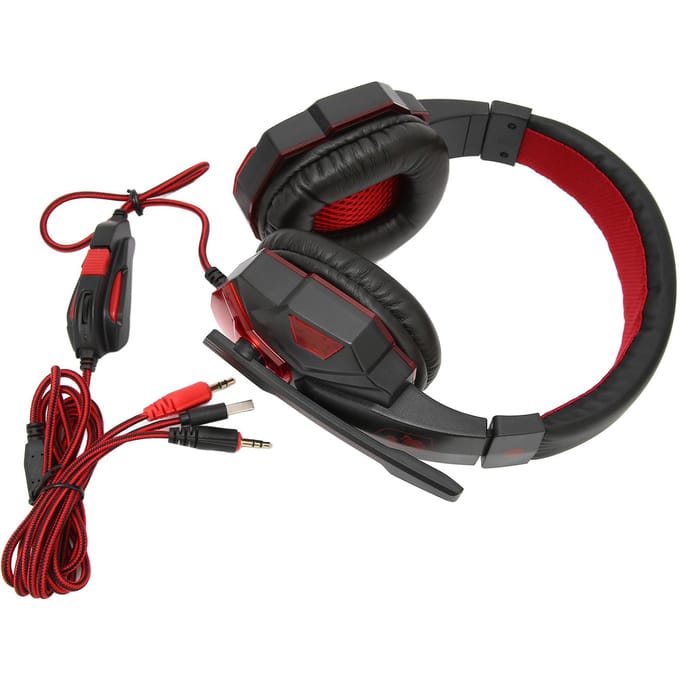 Gaming Headset Lichtgevend Volume Regelbaar 3.5mm Gaming Headset met Microfoon voor PC Black Red