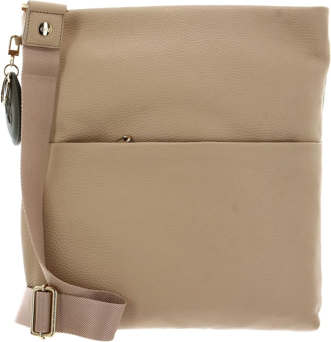 MANDARINA DUCK Leren Schoudertas Mellow Leather Crossover Bag Lamb's Wool Beige