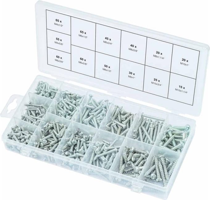 KS Tools 550-delige Lenskopplaatschroevenset M4x1/2"-M10x1 1/4"