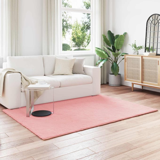 vidaXL - Antislip - vloerkleed - van - imitatie - konijnenbont - OLITE - Roze