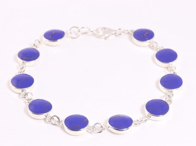 Hoogglans zilveren armband met lapis lazuli