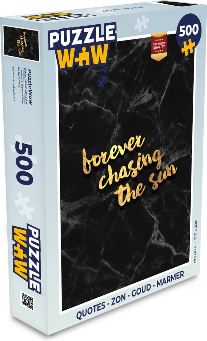 Puzzel Quotes - Zon - Goud - Marmer print - Legpuzzel - Puzzel 500 stukjes
