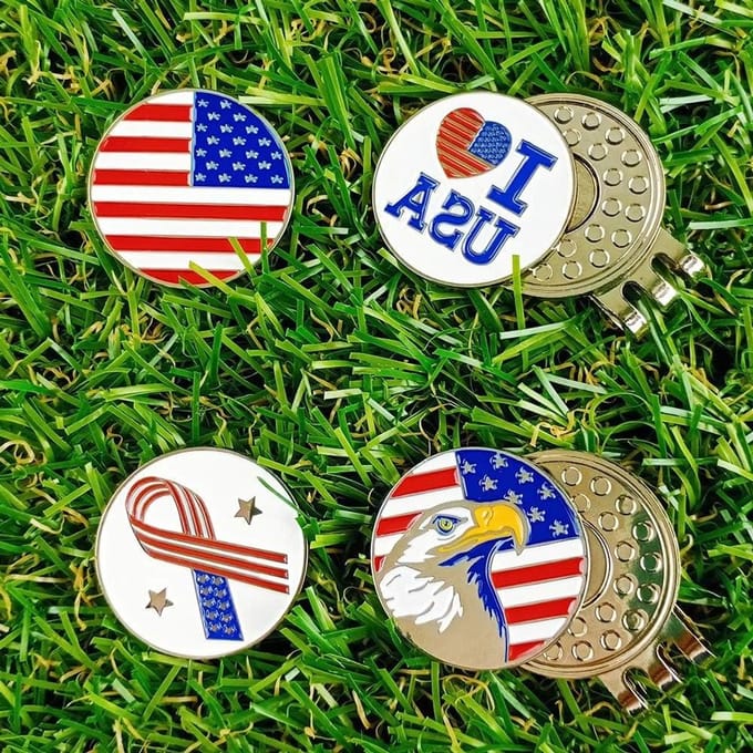Golfbal Markers - Hoedclips Set - Golfen op de baan - Sterke magneetbevestiging - 4 stuks - Samengesteld