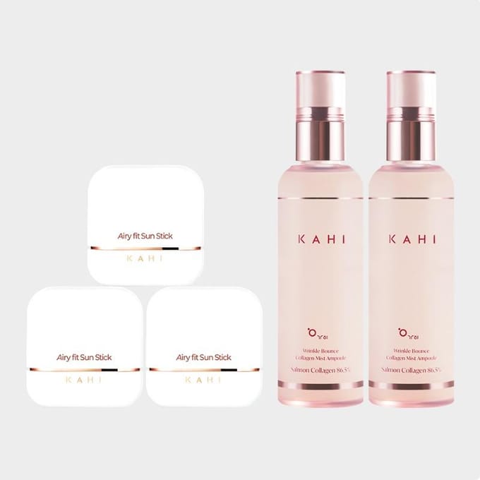KAHI Airy Fit Sun Stick 3 stuks + Collageen Mist 2 stuks Set UV Bescherming & Glow white