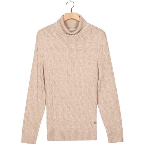 Thomas Maine Trui Rollneck Allover Multi Diagonal Cable Knit Beige / male