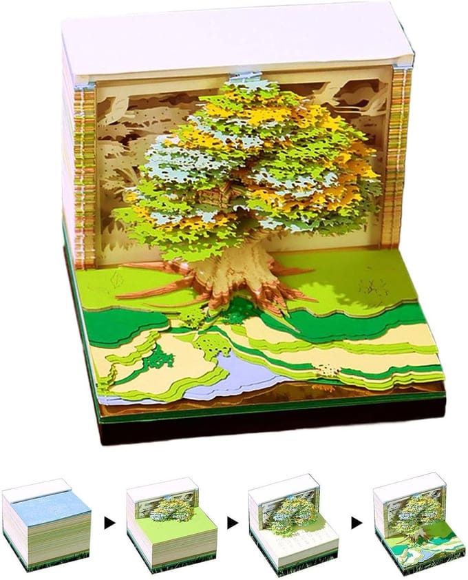 3D Scheurkalender - Bureau Kalender - Dagelijkse Planning - Uniek Rivier Design - 8.5 x 8.5 x 6.7 cm