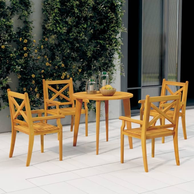 vidaXL - 5-delige - Tuinset - massief - acaciahout