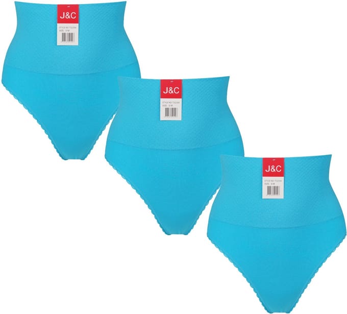 3-pack Dames corrigerende string J&C 3235 Aqua - maat S/M
