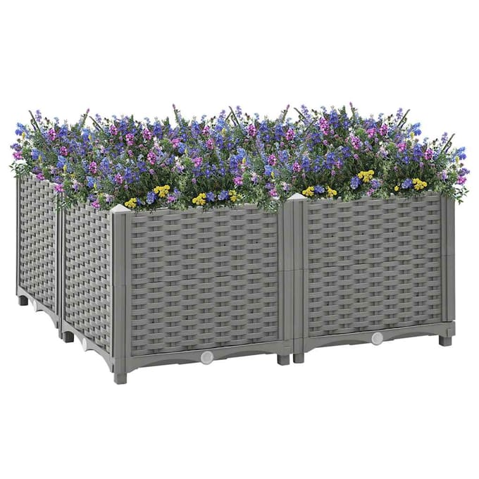 vidaXL - Plantenbak - verhoogd - 80x80x38 - cm - polypropyleen