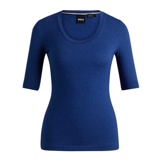 Boss Dames Effilie2 3/4 Mouw Top (Blauw)