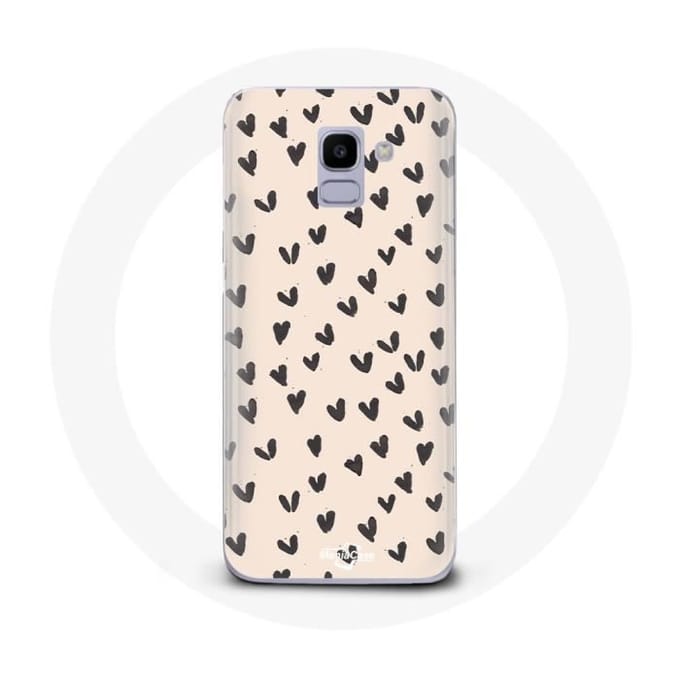 Coque pour Samsung Galaxy A6 2018 Fond de texture abstraite coeurs noirs