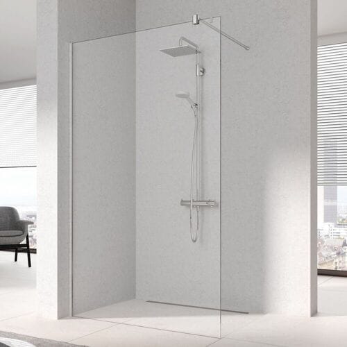 Kermi MENA partially framed WALK-IN Wall with variable stabilization 80 cm, narrow profile METPG08020VAK