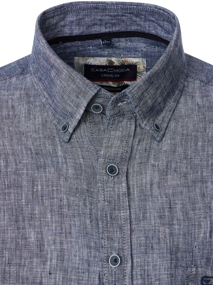 Linnen Casa Moda Blauw Overhemd Button Down Boord - L