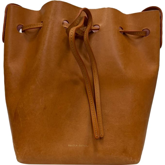 Mansur Gavriel mini bucket bag in bruin leer