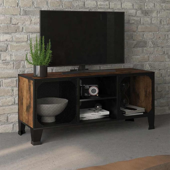 vidaXL - Tv-meubel - 105x36x47 - cm - metaal - en - MDF - rustiek - bruin