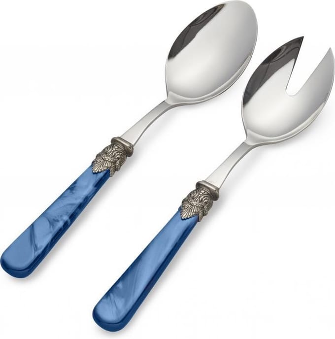 Slabestek, set met slavork en slalepel, Blauw (parelmoer), EME Napoleon