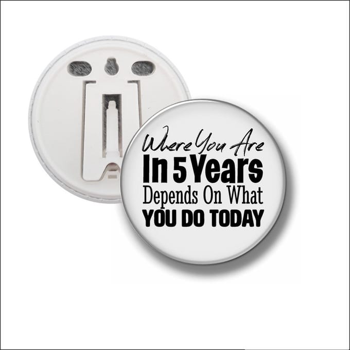 Button Met Clip 58 MM - Where You Are In 5 Years