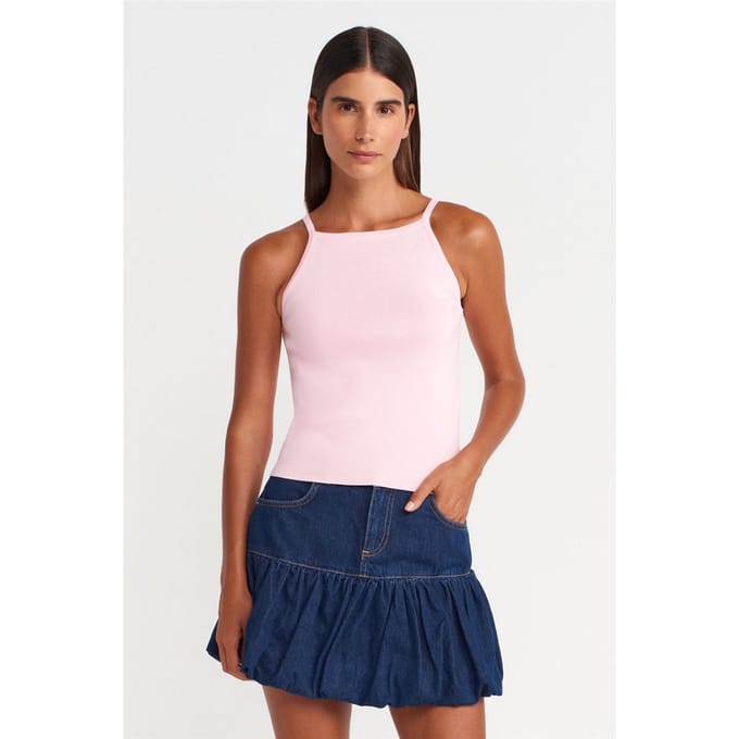 Slim Fit Halter Gebreide Blouse met Strikdetail