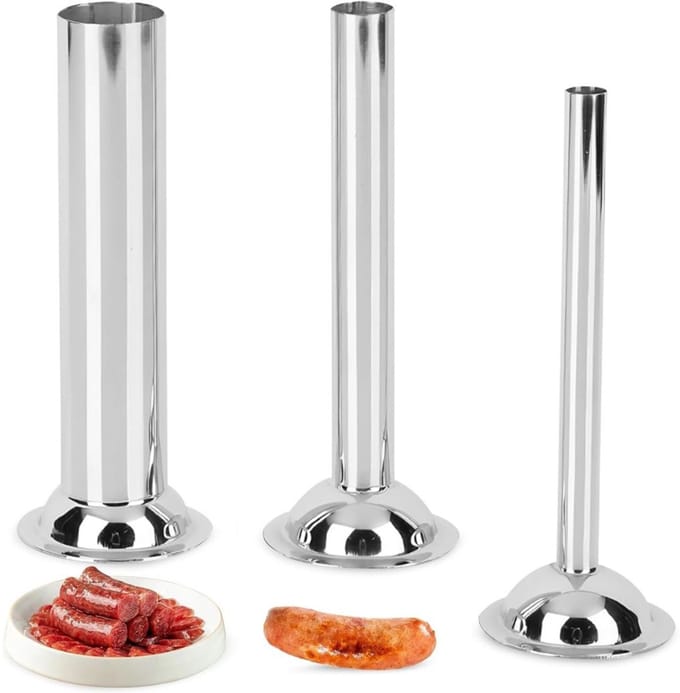 Zylo® Worstenvuller - Worstenmaker - Worstmaker - Worstmachine - Worstenvul Machine - 3 Stuks Vulmateriaal - 20x15x6cm - Zilver