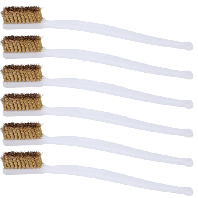 6 stuks Printer Reiniging Stalen Draadborstel Plastic Handvat Roestverwijdering Draadborstel Accessoire white