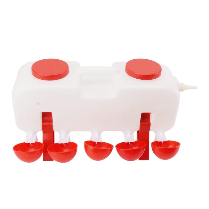 Automatische Kippendrinker 10L Grote Drinkbekers voor Pluimvee met 10 stuks Bakjes voor Eend Gans white