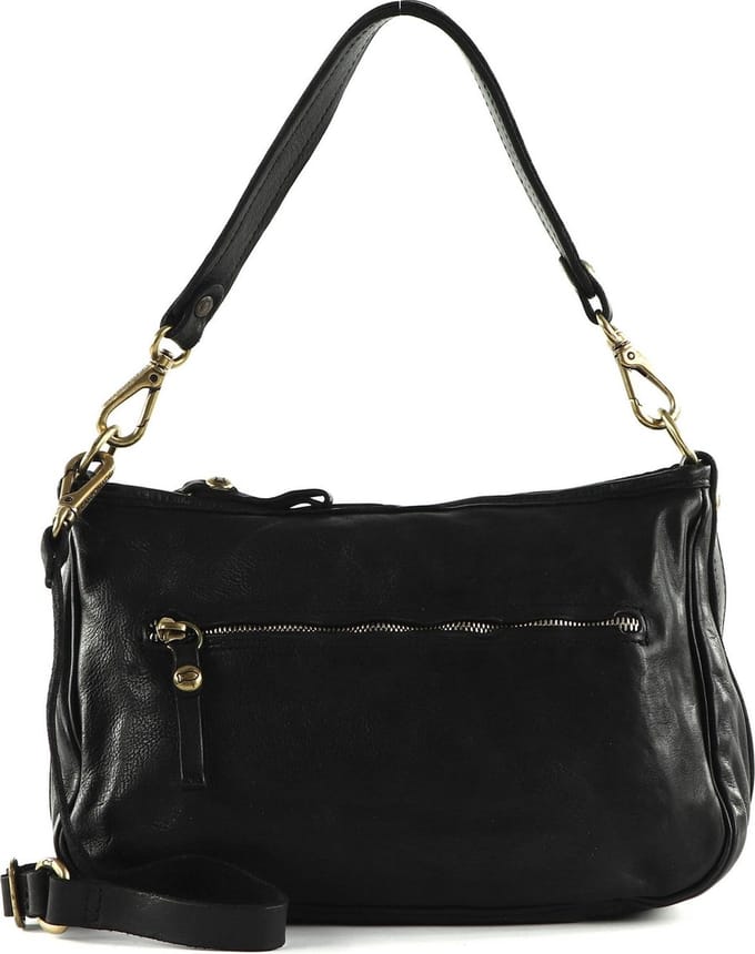 CAMPOMAGGI Leren Schoudertas Eracle Shoulder Bag Nero Zwart