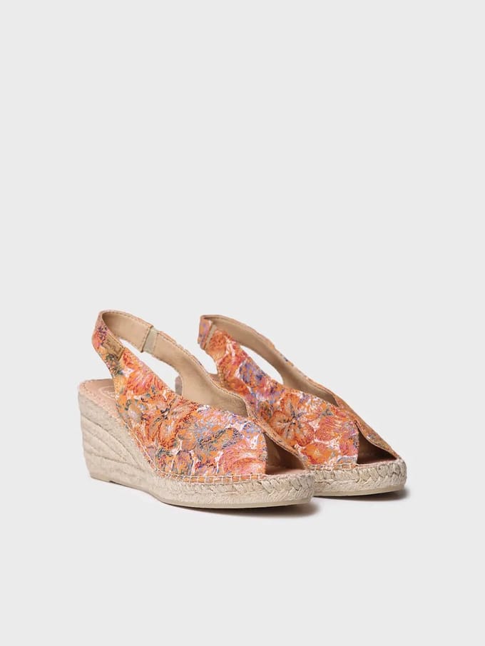 Dames espadrille met open neus van veelkleurig leer | LAILA-LL