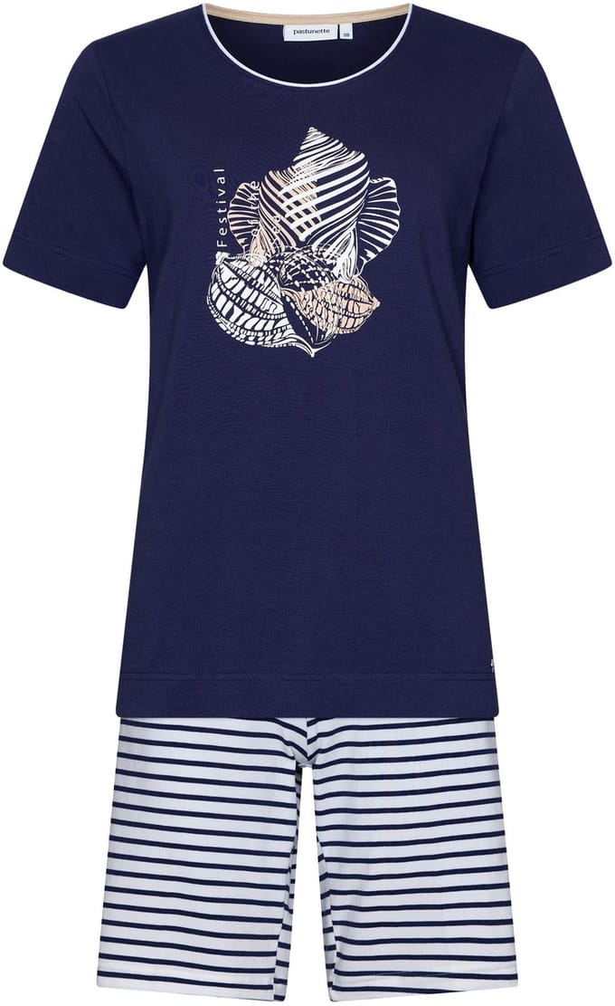 Pastunette Shortama Sea Breeze - Blauw/Wit - Katoen - Maat 38