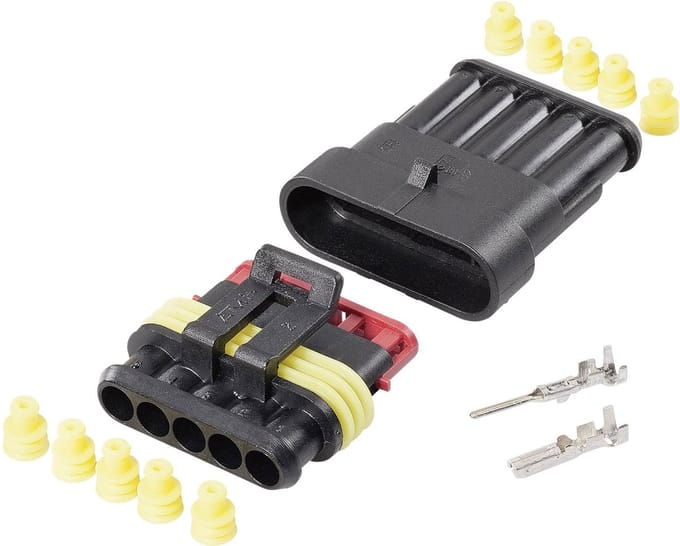 Hermetische connector set - 12 tot 24 Volt - 5 pin superseal - IP67