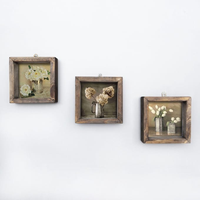 Asir - Decoratief ingelijst MDF-schilderij - Veelkleurig - 15 x 15 cm (3 stuks)
