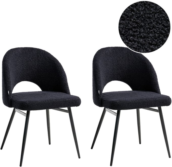 ONAGA - Eetkamerstoel set van 2 - Zwart - Bouclé
