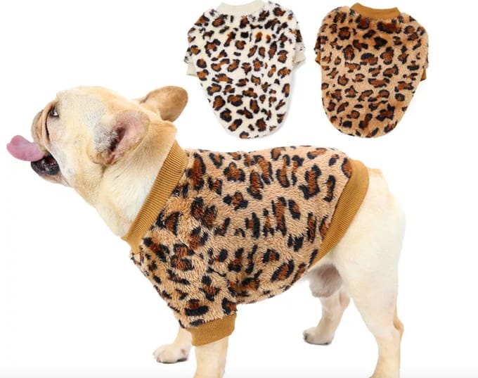 Teddy Fleece Hondentrui Leopard Bruin Maat XXL ruglengte 45cm