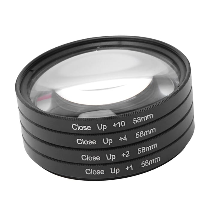 Optisch glas Macro Close-up +1 +2 +4 +10 Lensfilterkit 58mm voor Canon Nikon Sony-camera's gray