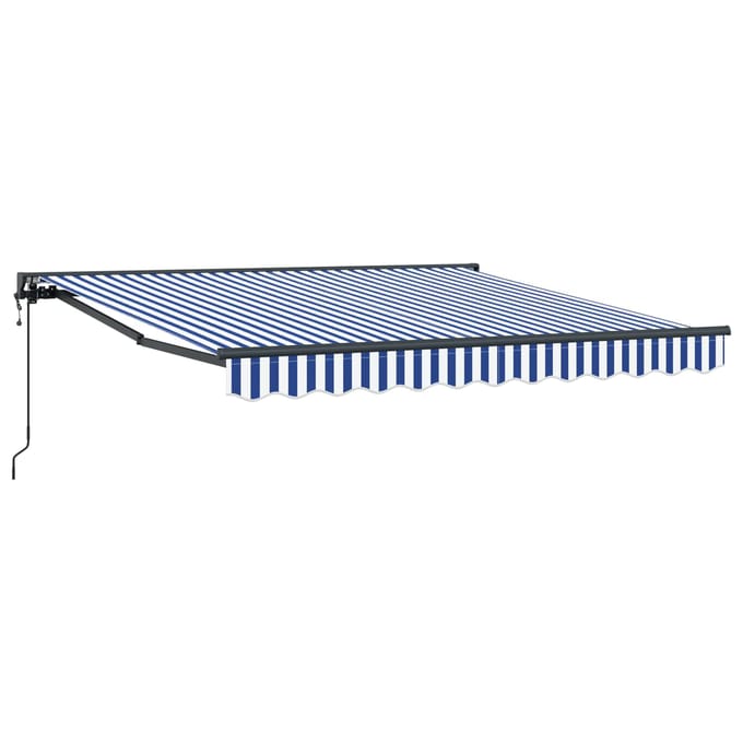 vidaXL Zijde Frame Blauw en Wit 350 x 250 cm Polyester met PU-coating