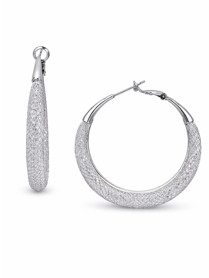 AVANT-GARDE PARIS Oorbellen Hoepels met Textuur Rhodium Plated 4,3 cm Leverback Sluiting