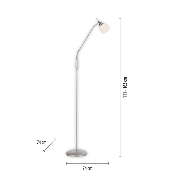 Paul Neuhaus Pino vloerlamp, zilver, 163 cm, dimbaar, G9