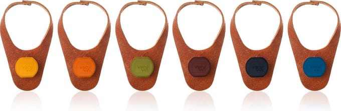 Vacu Vin Flesmarker en stopper - Leer - set van 6