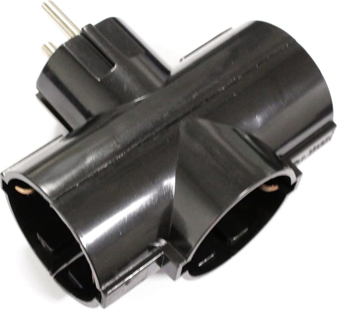 BeMatik - Plug multiplier schuko triple plug zwart