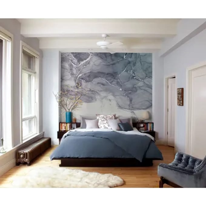 Fotobehang - Ink Blue Fluid 300x280cm - Vliesbehang