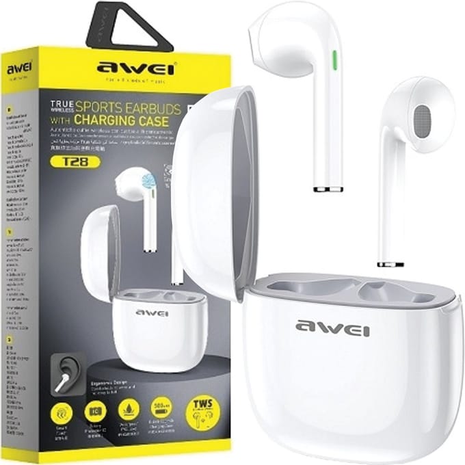 Awei T28 Serie - Draadloze Oortjes - Bluetooth 5.0 - Docking Station - Wit