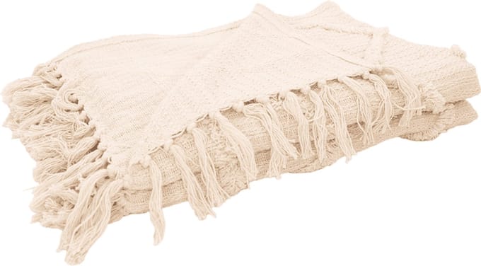 Point-Virgule plaid uit 100% gerecycleerd katoen wit