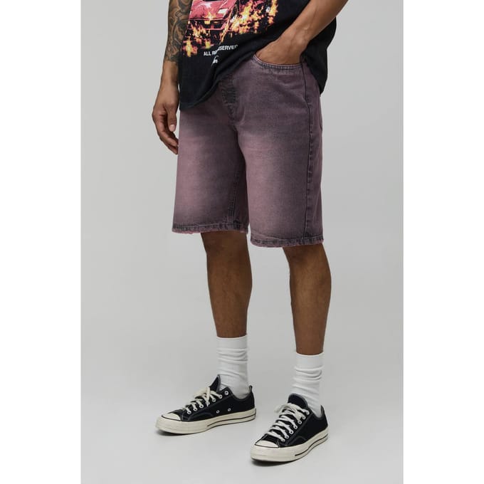 Relaxed Getinte Denim Shorts | Pink | Size 28