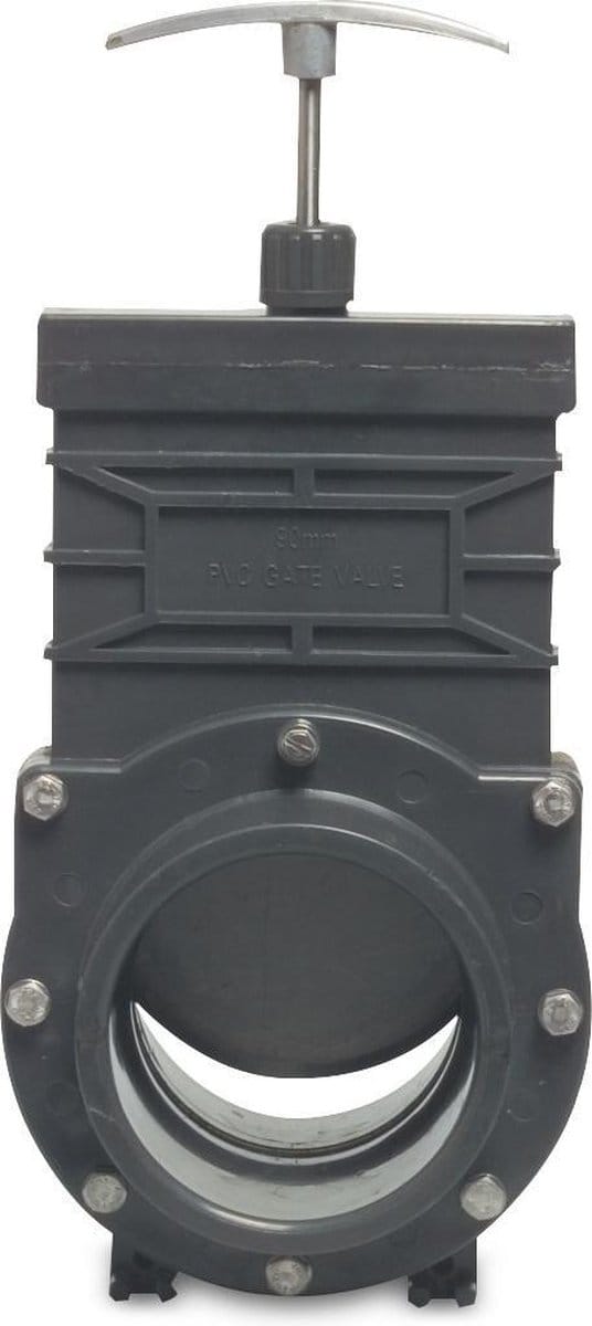 Mega Schuifafsluiter PVC-U 90 mm lijmmof 1,5bar grijs