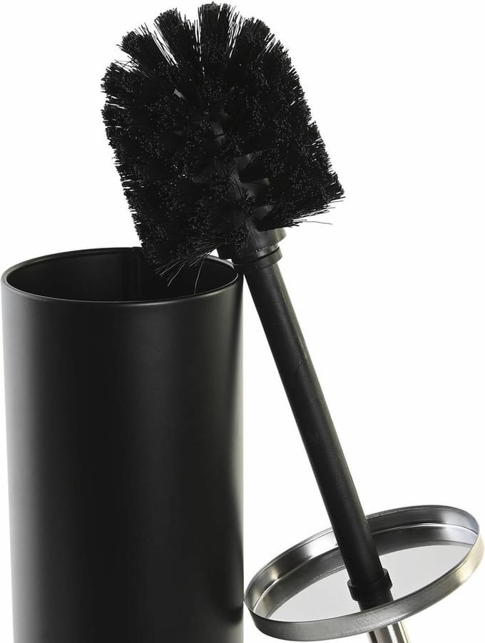 Items WC/Toiletborstel - 2x stuks - klassieke houder - polystone - zwart - 39 x 10 cm