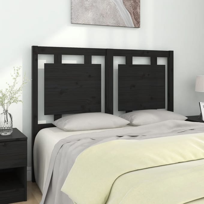 vidaXL - Hoofdbord - 125,5x4x100 - cm - massief - grenenhout - zwart
