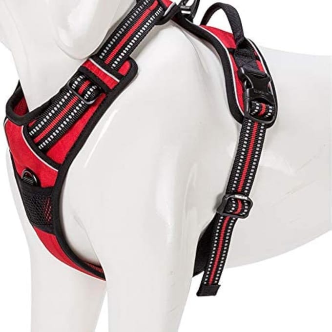 WINHYEPET Dog Harness No Pull Front Clip Vest Dog Car Harnesses Adjustable with Handle Four Points of Adjustment Reflective Padded Oxford Material, Walking Training, XL, Red
