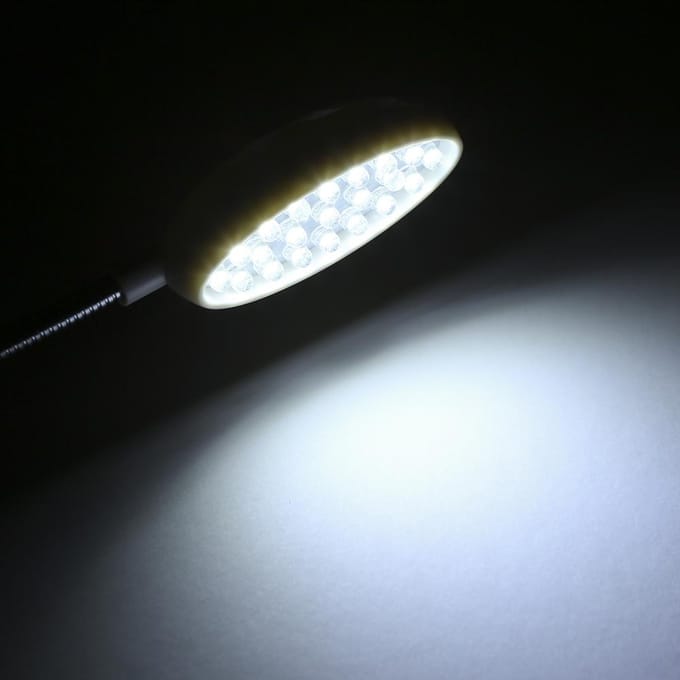 AC110-250V 1W 21LEDs Naaimachine Lichtlamp Draaibare knop Dimbaar Verstelbare helderheid Vast EU Plug white