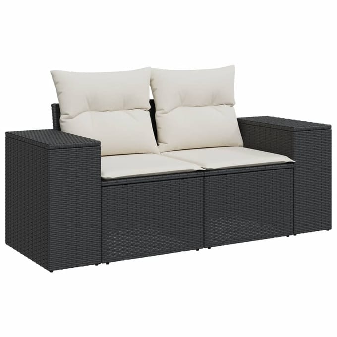 vidaXL - 6-delige - Loungeset - met - kussens - poly - rattan - zwart