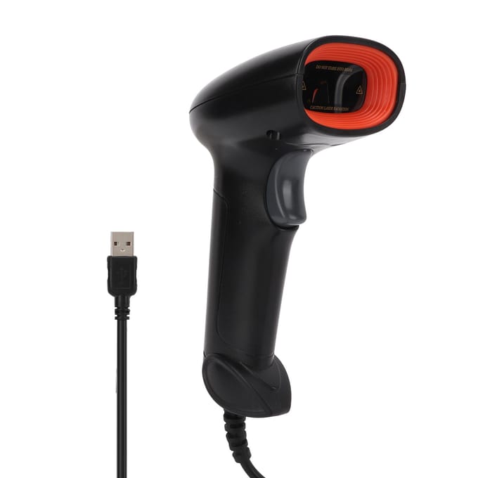 1D Handheld Barcodescanner Afbeelding Barcodelezer USB Bedraad Scanpistool voor Winkel Supermarkt black