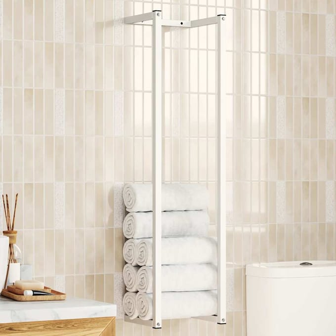 vidaXL - Handdoekenrek - 25x20x95 - cm - staal - wit